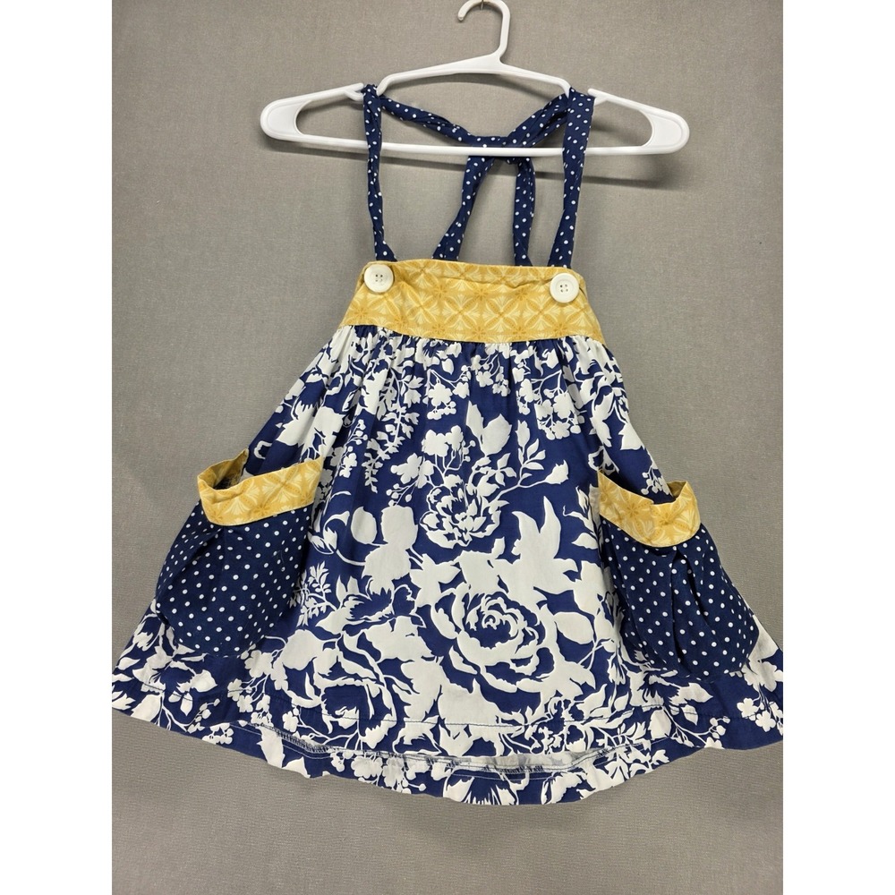 Persnickety‎ Girls Dress 6 Overall Dress Pinafore Patchwork Pockets Sundress